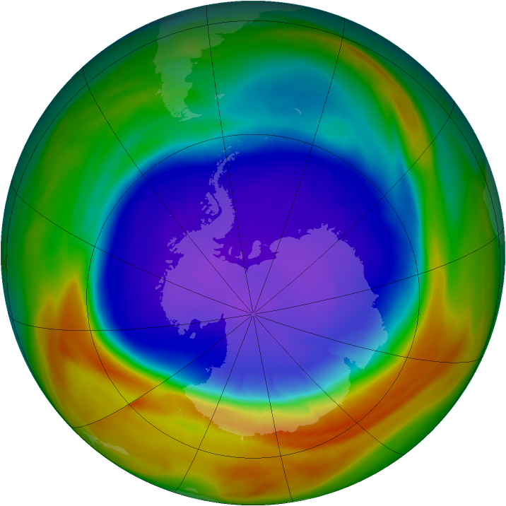 Antarctic ozone map for 26 September 2007
